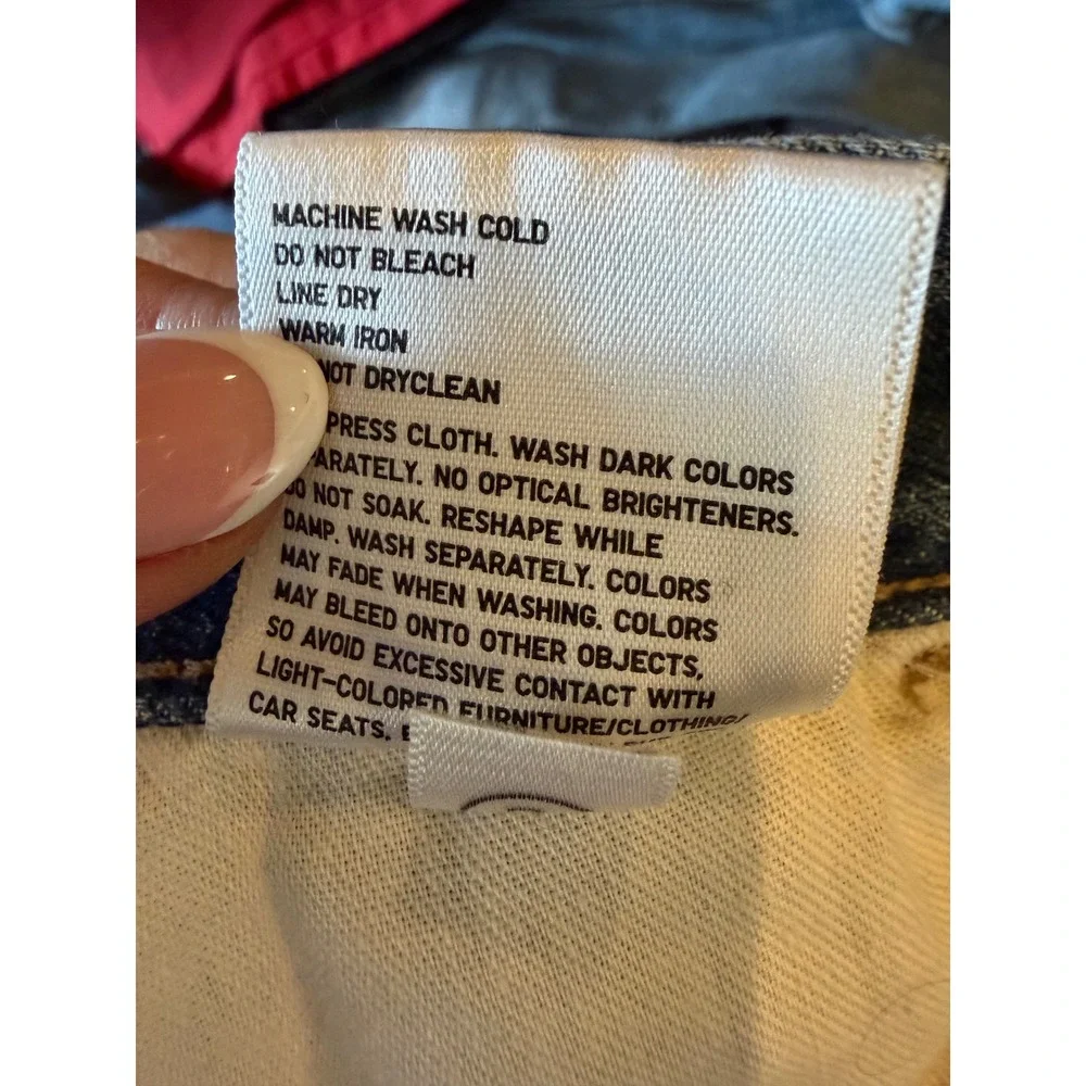 Uniqlo Denim Midi Skirt Women 10 Blue Medium Wash Front Slit Straight Jean